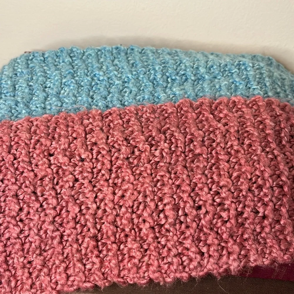 Handmade Knit Blue and Pink Super‎ Soft Cozy Pair of Scarves